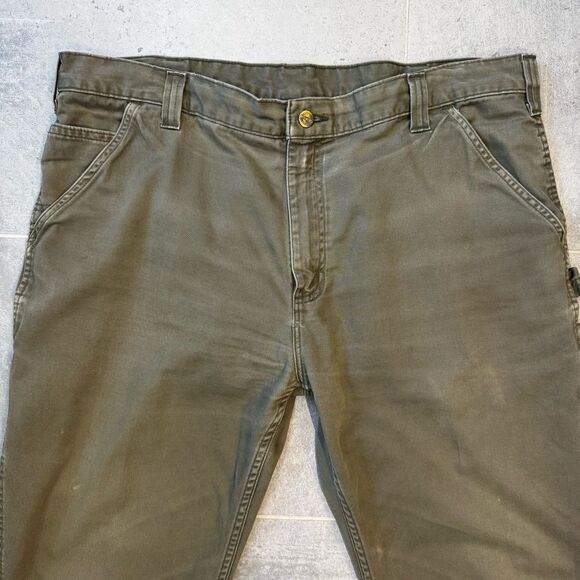 Carhartt Men's Carpenter Pants 40x30 (41x29) Green B324 ARG Twill Workwear - Picture 6 of 15